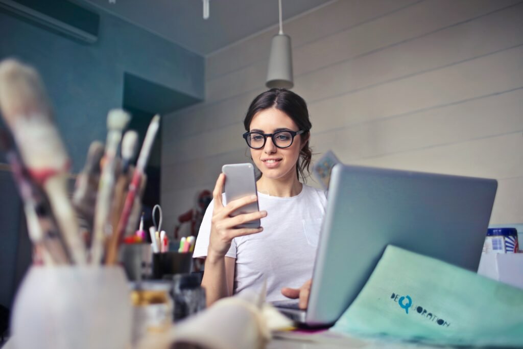 A girl trying to maintain work-life balance equally