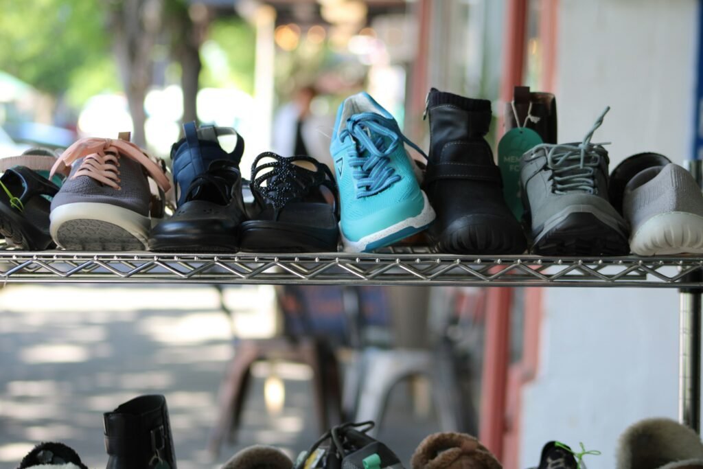 shoes on fancy shoe rack
