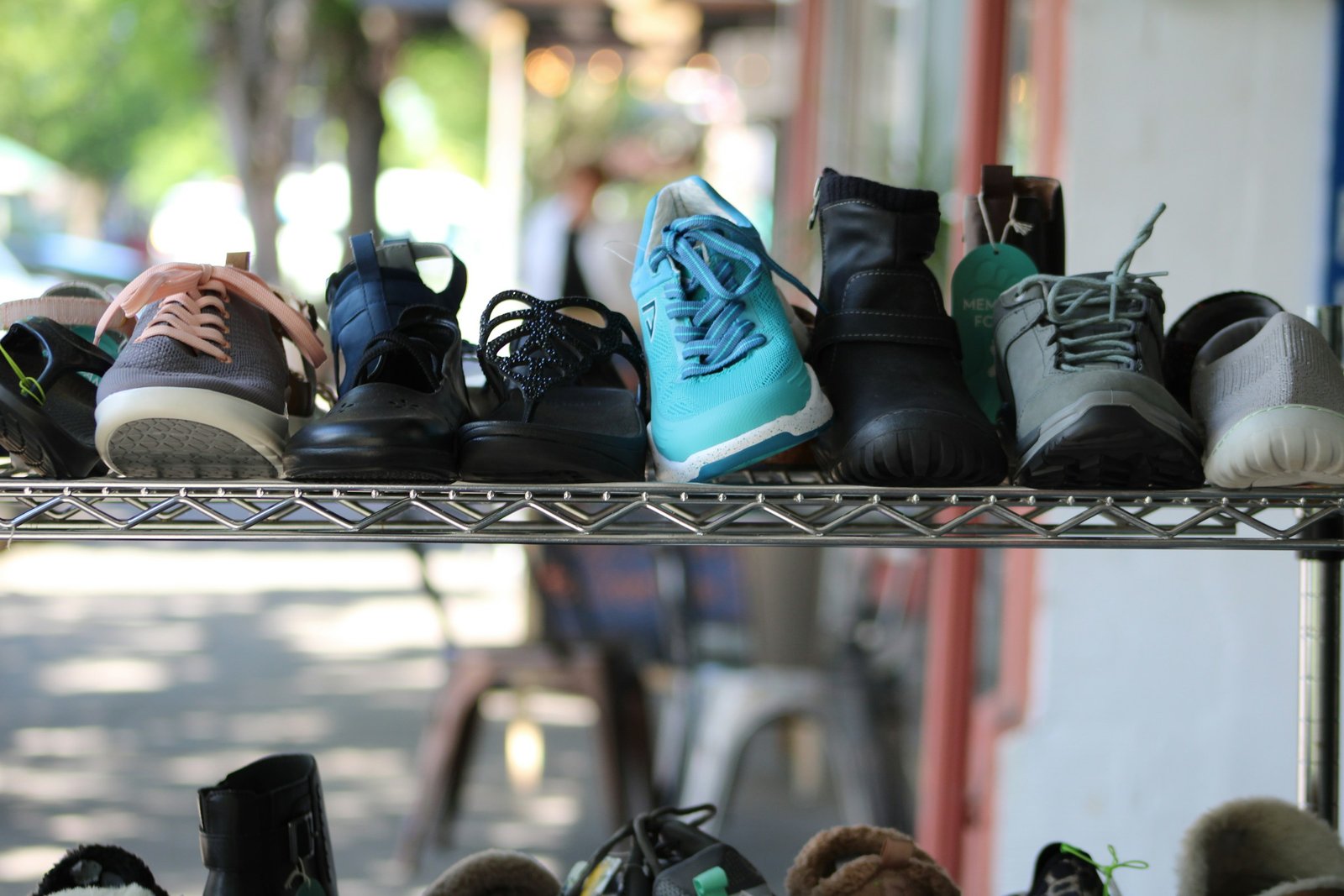 shoes on fancy shoe rack