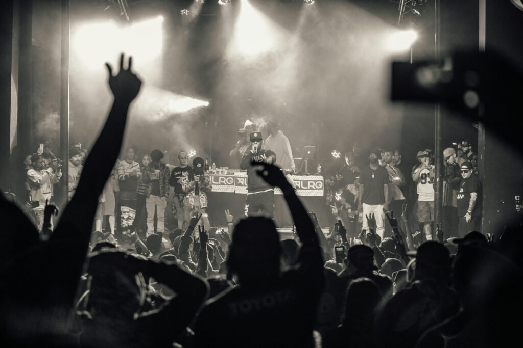 Rapper performing uk drill in concert