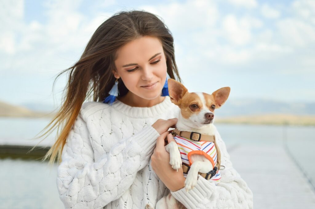A women with pet Dog