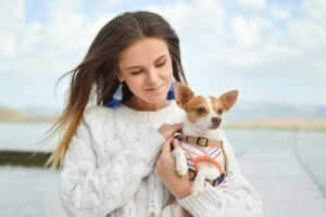 A women with pet Dog